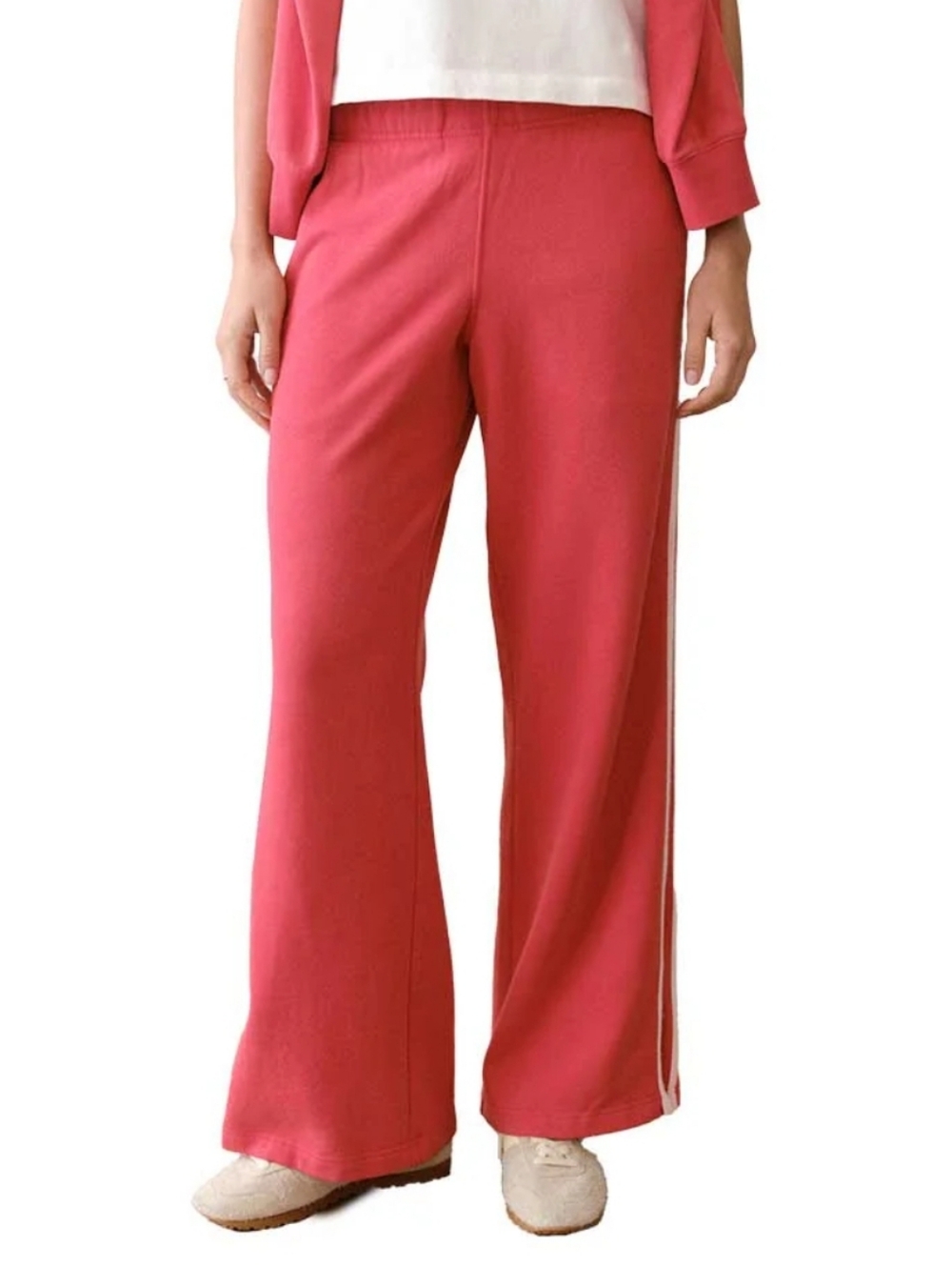 Marine Layer Cloud 9 Fleece Wide Leg Sweatpant In Faded Red MED - Picture 2 of 9